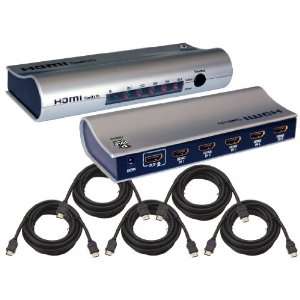 Pyle Hot HDMI Switcher & Cables Package for Home/Office/Schools/Public 