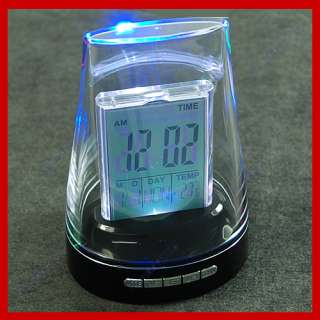 Nature Sound 7 Color Changing LCD Hyaline Clock Alarm  