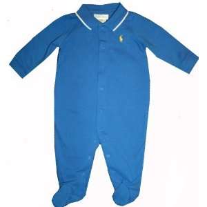  Ralph Lauren Infant Boys Polo Romper Blue 6 Months Baby