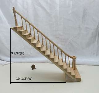   wood carved right staight staircase (Self assembled) for doll house