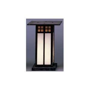   Outdoor Pier Lamp in Slate with Red White Opalescent Combination glass