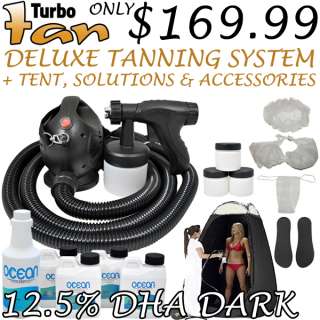 TURBO TAN DELUXE Sunless Airbrush HVLP SPRAY TANNING SYSTEM 12.5% 