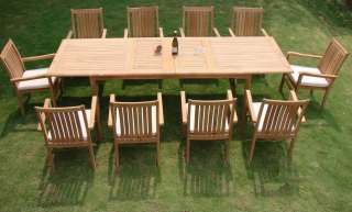 11 PC DINING TEAK STACKING CHAIRS PATIO FURNITURE NEW X02   CAHYO DECK