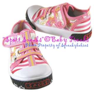 Girls Tennis Shoes Pink Stripe Canvas Athletic Sneaker  