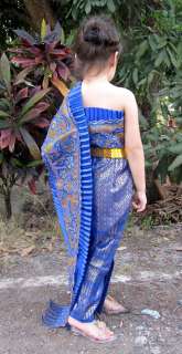 Full Traditional Thai Girls Outfit Costume in Dark Blue size L  