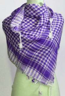  Purple and White Trendy Plaid & Houndstooth Square Scarf 