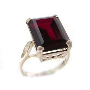  Solid Sterling Silver Large 16x12mm Octagon cut Synthetic Ruby Ring 