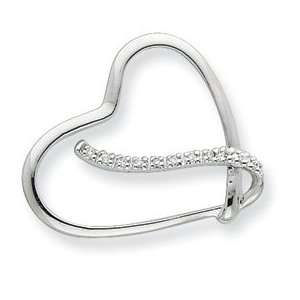 Sterling Silver CZ Heart Slide Pendant Jewelry