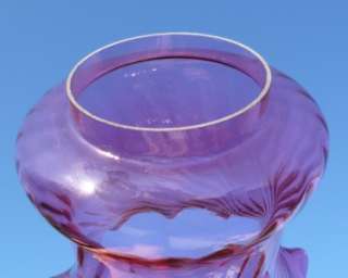 Beautiful British Lead Crystal Cranberry Oil Lamp Shade 4 D  