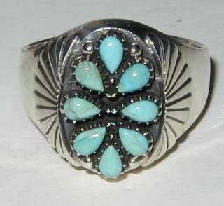 Mens Southwest Turquoise Sterling Silver Ring size 14  
