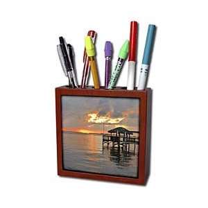   Slate Blue Florida River Sunset   Tile Pen Holders 5 inch tile pen