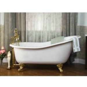   Unfinished 60 Cast Iron Slipper Tub with Deck Holes