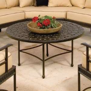   Round Woven Top Coffee Table with Straight Base