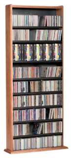 holds any combination of 600 cds or 300 dvds or 162 vhs made of maple 