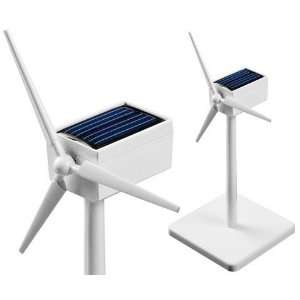  Mini Solar Powered Wind Turbine Model   White ABS Toys 