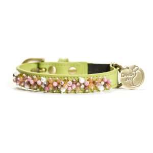   Dog Rhodonite and Red Beaded Green Small Cat Collar