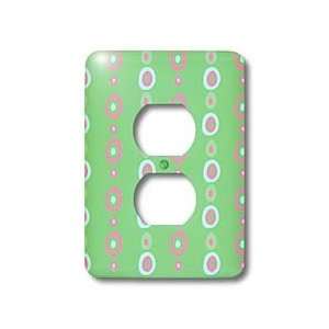   Retro   Retro Circles Pink   Light Switch Covers   2 plug outlet cover
