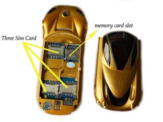 Unlocked THREE SIM Bluetooth Super Sports car mobile phone X19 Gold
