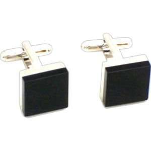  Black Onyx Square Cufflinks, tarnish proof Jewelry