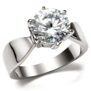  STAINLESS STEEL   Solitaire CZ Engagement Ring Jewelry