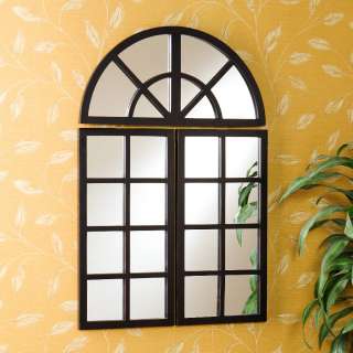 Transitional Traditional 3 Piece Windowpane Wall Mirror  