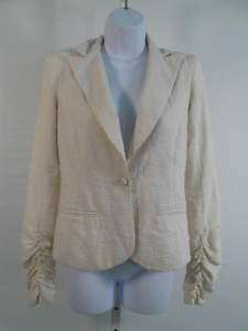 ROUGE White Textured Cotton Blazer Jacket Coat Top 4  