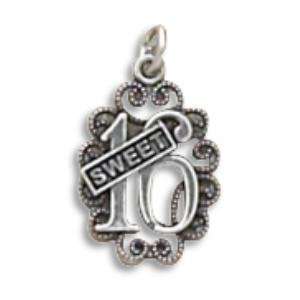  Sweet 16 Lacy Charm Sterling Silver Jewelry