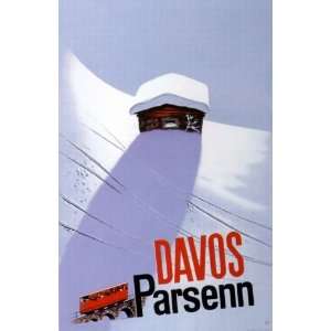 Davos Parsenn Swiss Ski Resort Vintage Ski Poster 