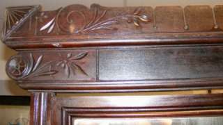 Victorian Eastlake Walnut Wood Rose Marble Top Dresser w/ Beveled 