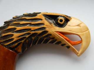 EAGLE Hand Carved Wooden Oak WALKING STICK Cane EAGLE  