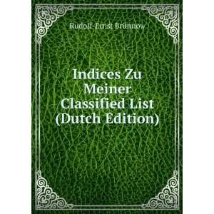   Meiner Classified List (Dutch Edition) Rudolf Ernst BrÃ¼nnow Books