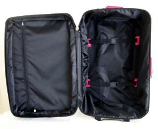   3pc Travel Set Bag Rolling Wheel Luggage Beauty Case Purse Zebra Pink