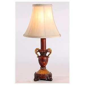  Small Traditional Dark Red & Gold Handled Accent Table Lamp 