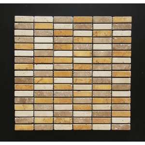   Travertine Single strip Tumbled Mosaic Tiles