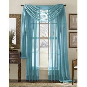   Blue Solid Sheer Window Panel Brand New Curtain