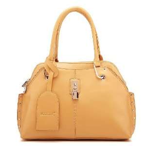   Satchel Shoulder Bag Bowling Handbag Tote Lock Women Yellow 1170124 03