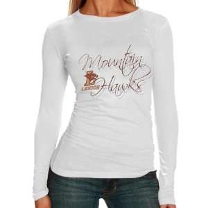 Lehigh Mountain Hawks Ladies White Script Long Sleeve T shirt  