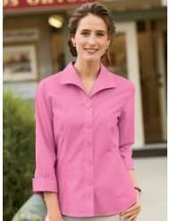 Womens Foxcroft Wrinkle Free Three Quarter Sleeve Shirt Fresh Lilac