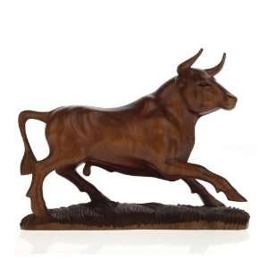   Bull Statuette~Hand Carved~Animal Wood Carving
