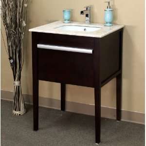   Single Sink Bathroom Vanity Wood Cherry Marble Top